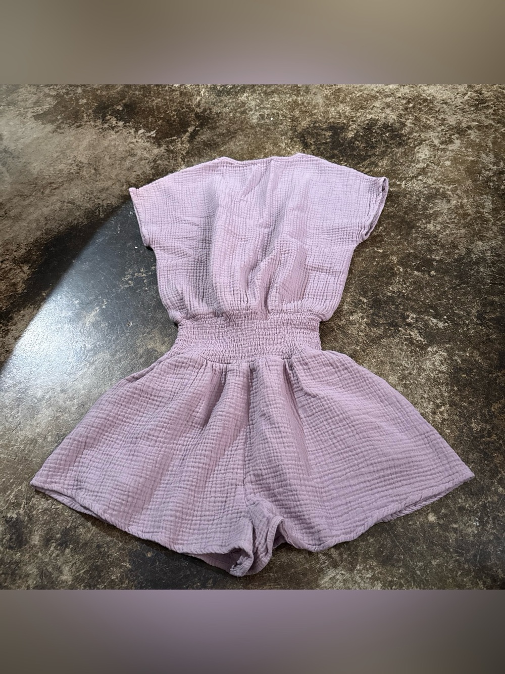 Lavender Smocked Waist Romper Jumpsuit - Picture 3 of 3